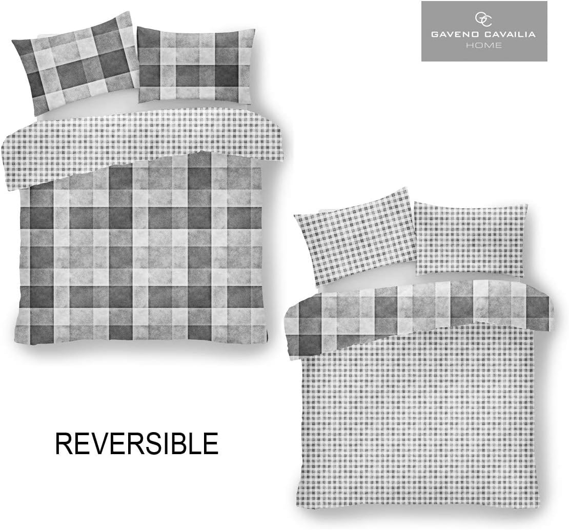 GC GAVENO CAVAILIA Luxury Denim Check King Size Duvet Cover Set | 50% Cotton/50% Polyester | 3 Piece 2