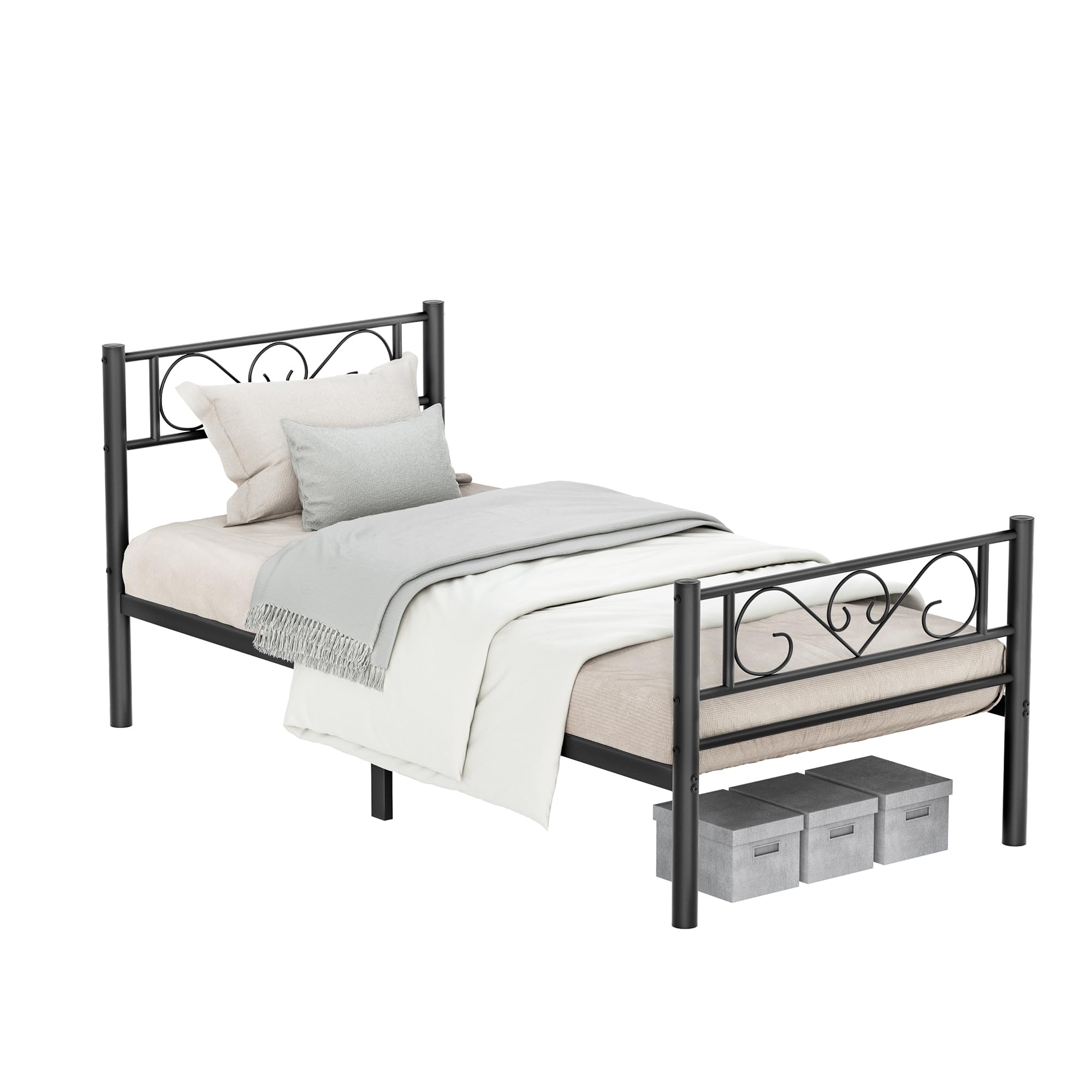 VASAGLE Single Bed Frame - Metal Construction | Fits 90 x 190 cm Mattress | Max Load 150 kg 1
