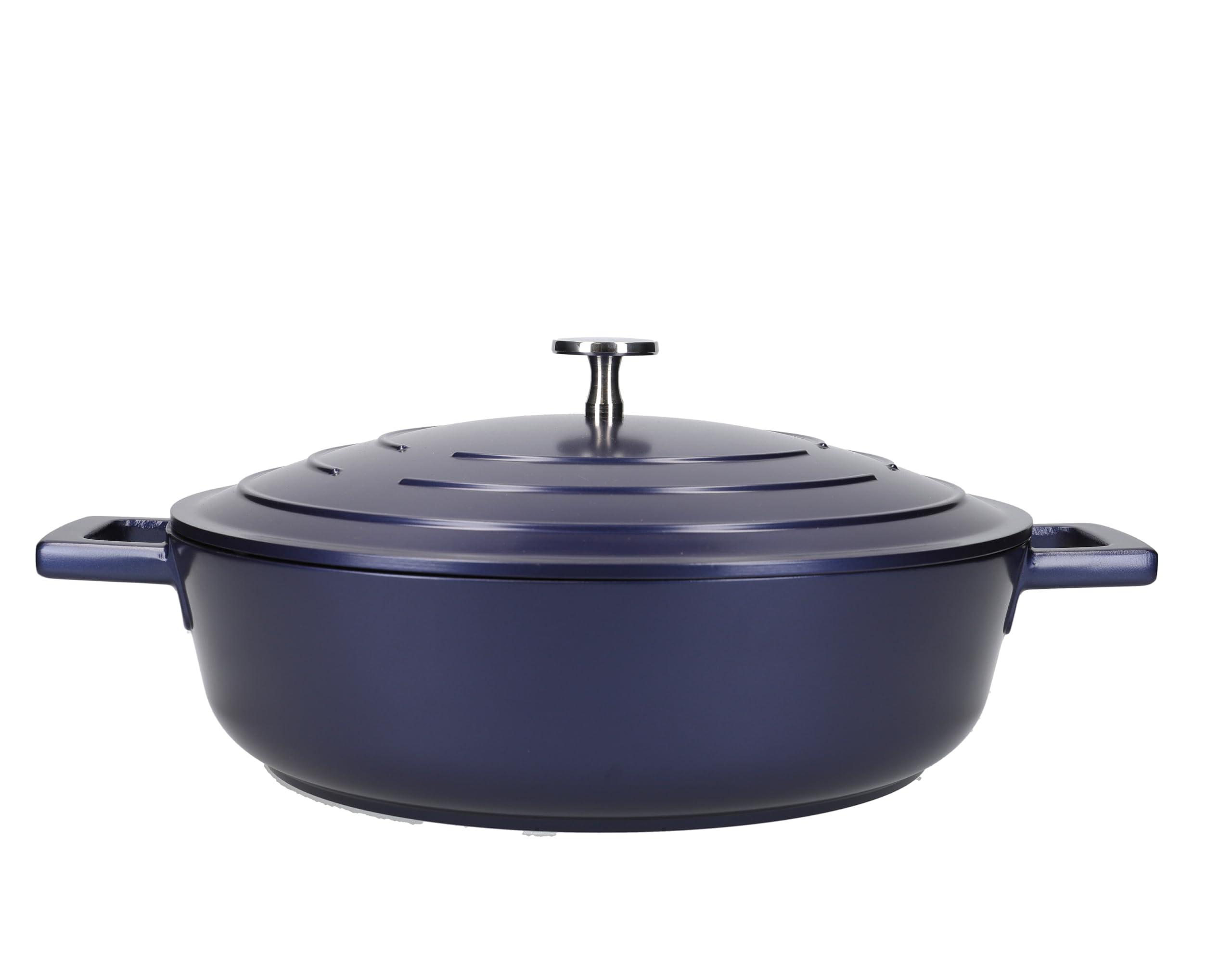 MasterClass Shallow Casserole Dish with Lid - 4 Litre, 28 cm, Lightweight Cast Aluminium, Blue 1