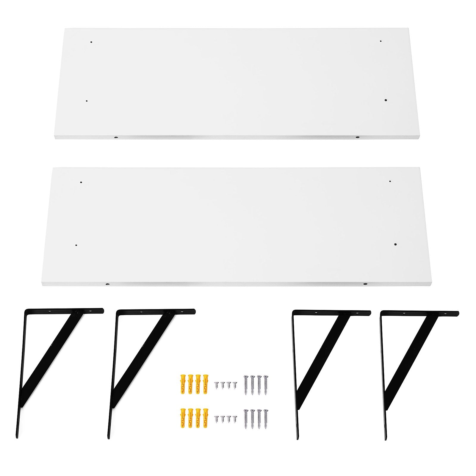 SONGMICS Set of 2 Floating Wall Shelves - White Engineered Wood | 60 x 21 cm | Max Load 15kg Each 6