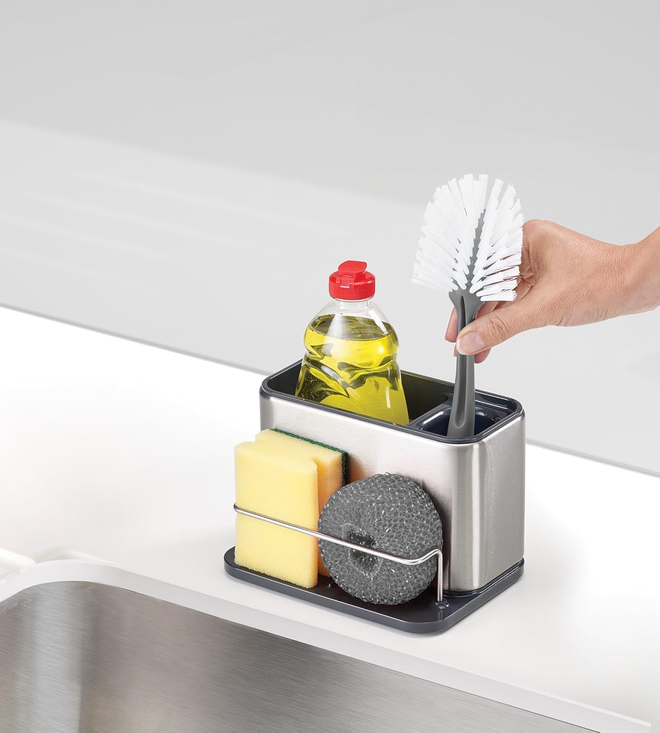 Joseph Joseph Surface Stainless-Steel Caddy Sink Area Organiser | Fingerprint-Proof | Grey 5