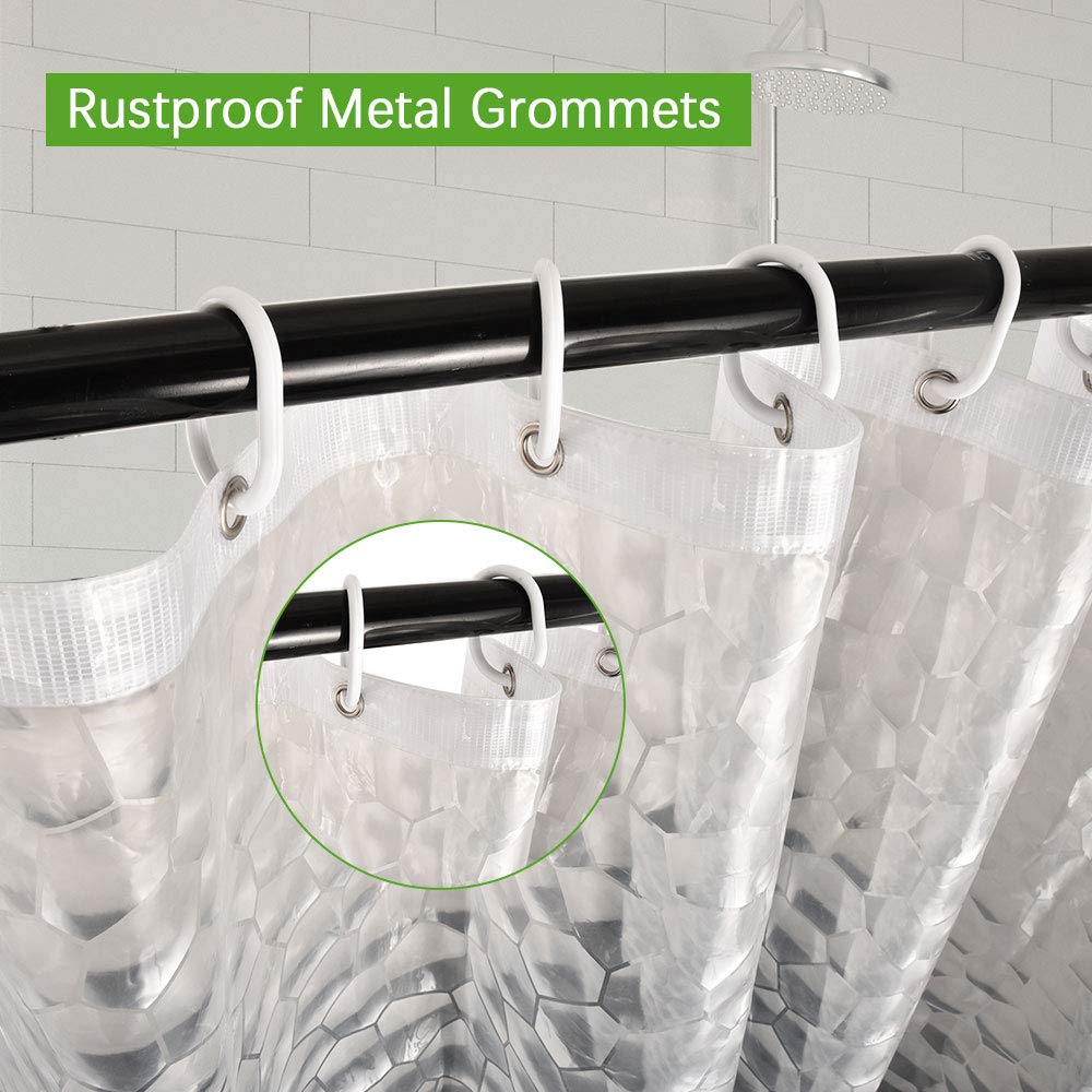 OTraki EVA Shower Curtain Liner - 200x200cm Waterproof, Semi-Sheer with 3D Effect & Rust-Proof Grommets 3