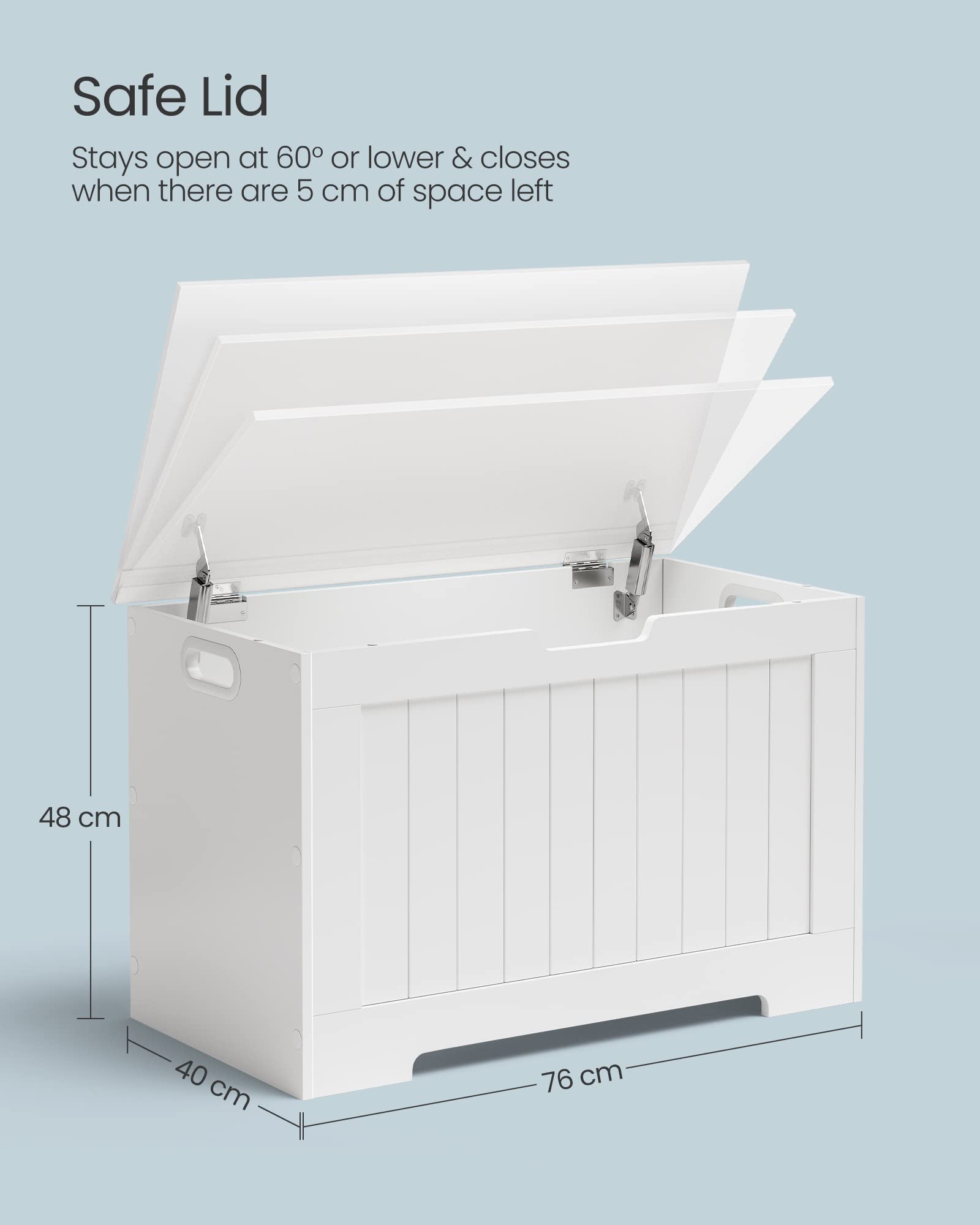 VASAGLE Storage Bench with Lid - Modern Style Shoe Storage | 76 x 48 x 40 cm | White 3