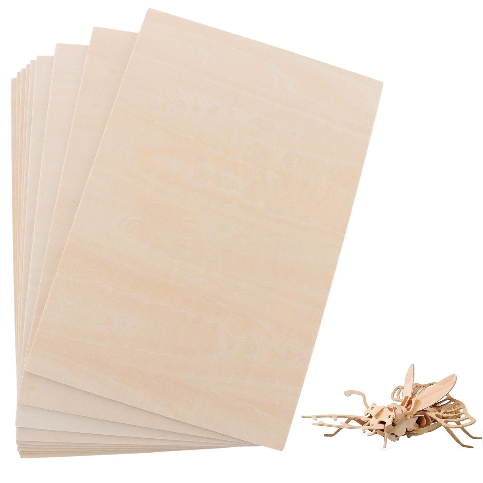 ASelected 10 Pcs Plywood Sheets - Unfinished Basswood for Crafts, Painting, Carving | 300 x 200 x 2 mm 1