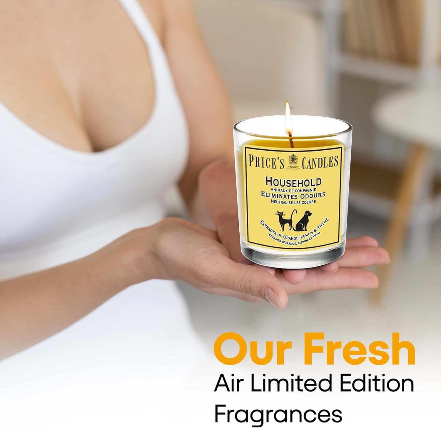 Price's Candles Set of 3 Jar Candles - Fresh Air Range | 135 Total Hours | Odour Eliminating 3