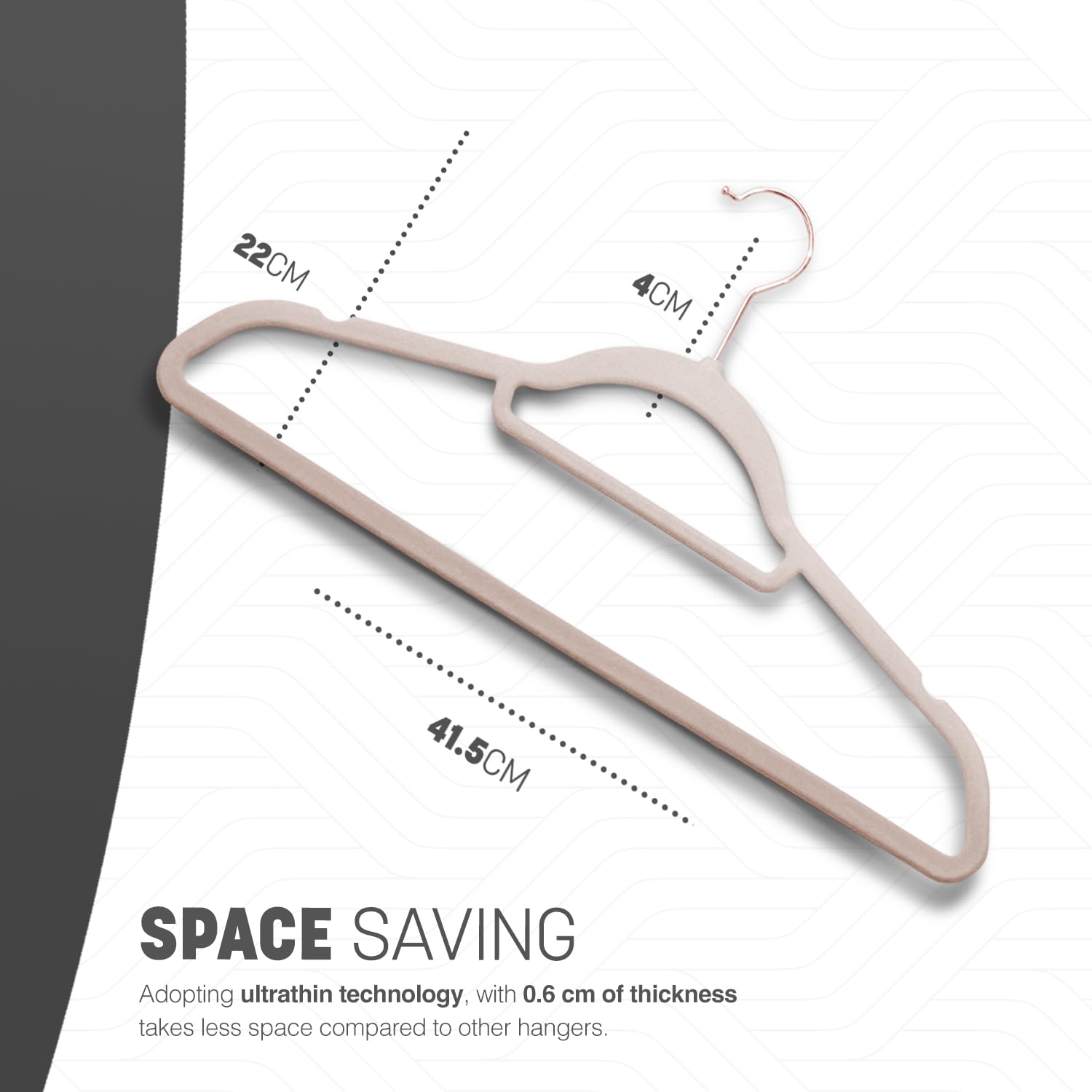 KEPLIN Velvet Non-Slip Hangers - 20 Pack, Blush Pink, Space Saving, 4.5kg Capacity