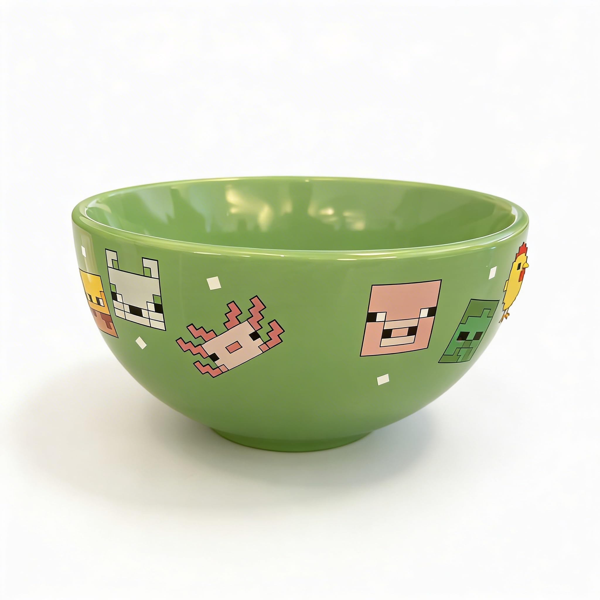 HOX Minecraft Ceramic Soup-Cereal Bowl - Officially Licensed Green Design | 14cm x 7cm 7