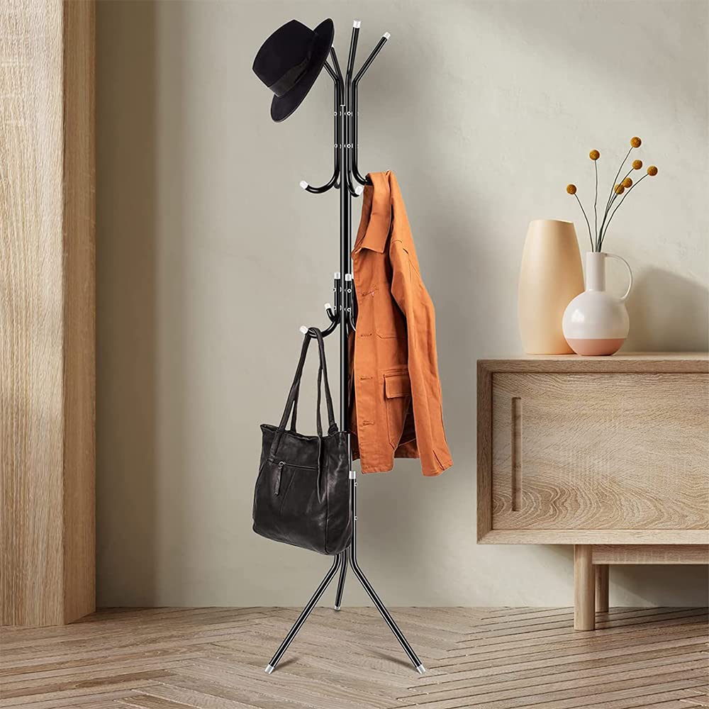 1ABOVE Metal Freestanding Coat Rack - 12 Hooks, 67 Inches Tall, Black Powder Coated Steel 9