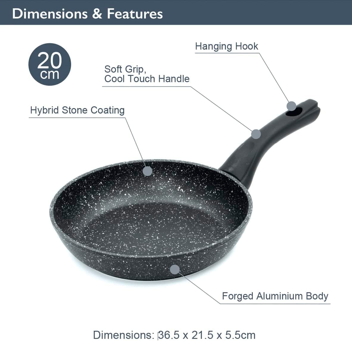 Blackmoor 20cm Non-Stick Frying Pan - Induction, Electric & Gas Hob Compatible | Aluminium 2