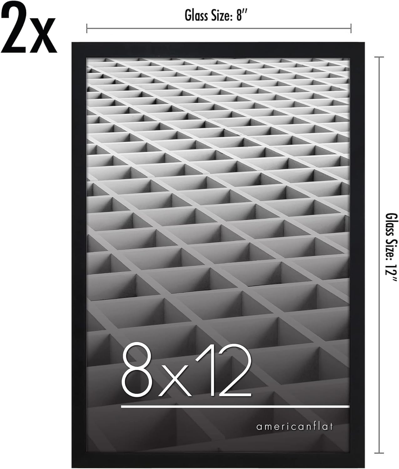 Americanflat 8x12 Photo Frame in Black - Set of 2 with Shatter Resistant Glass