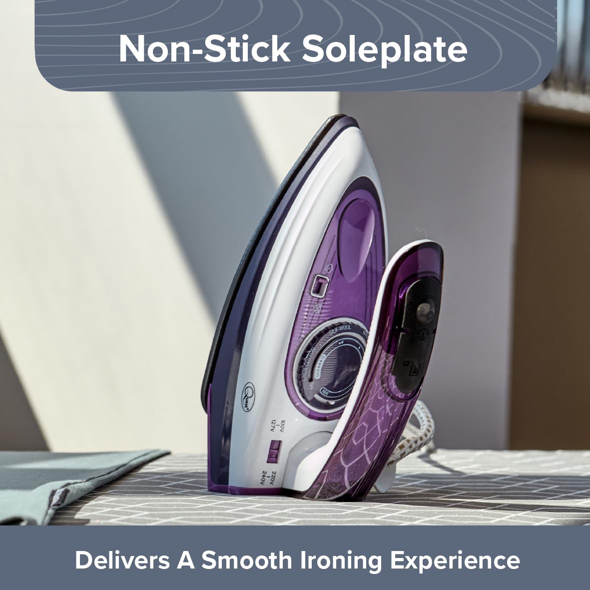 Quest 34030 1000W Travel Steam Iron - Collapsible Handle, Dual Voltage, 50ml Tank 7