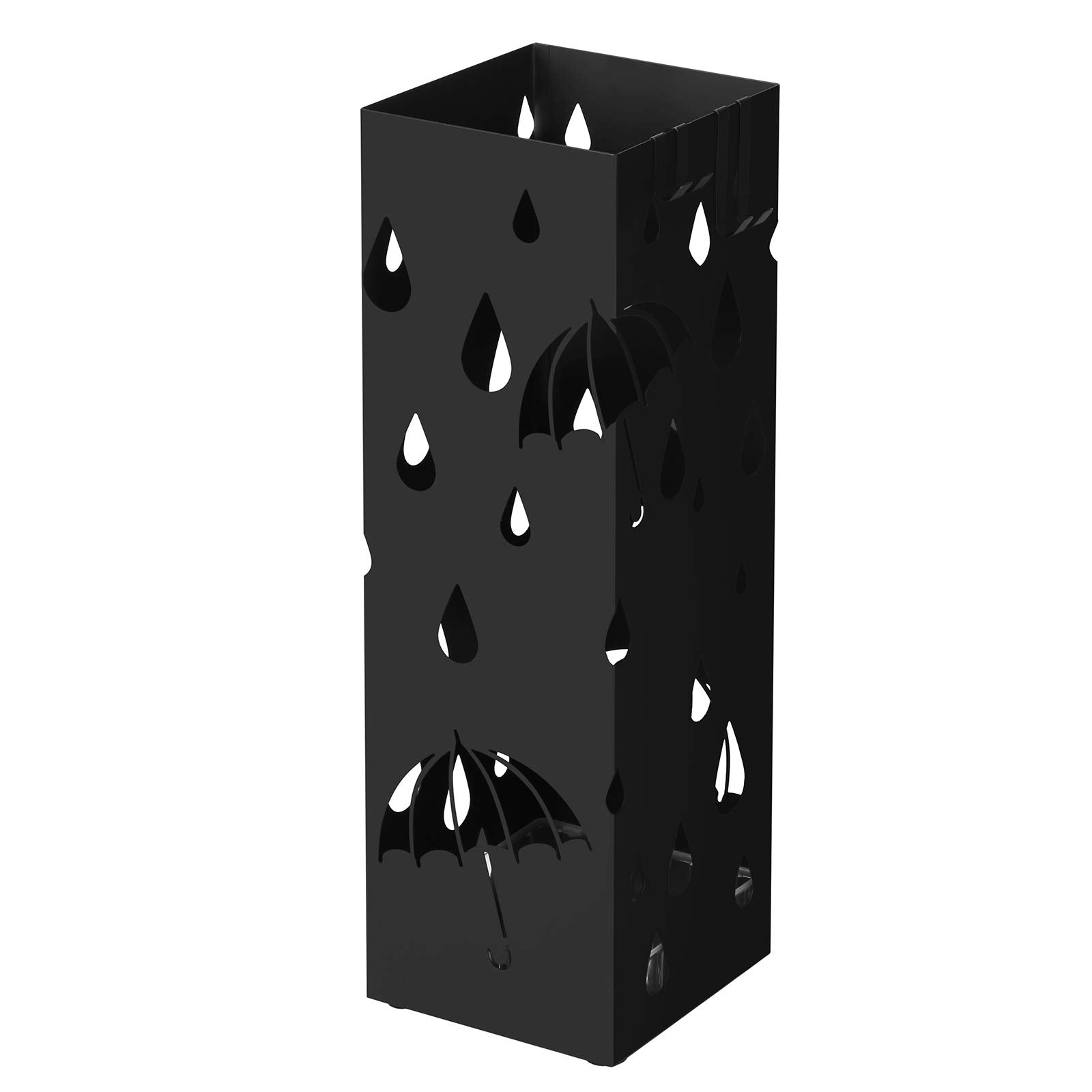 SONGMICS Metal Umbrella Stand - Square Design with Drip Tray | Black | 15.5 x 15.5 x 49 cm 1