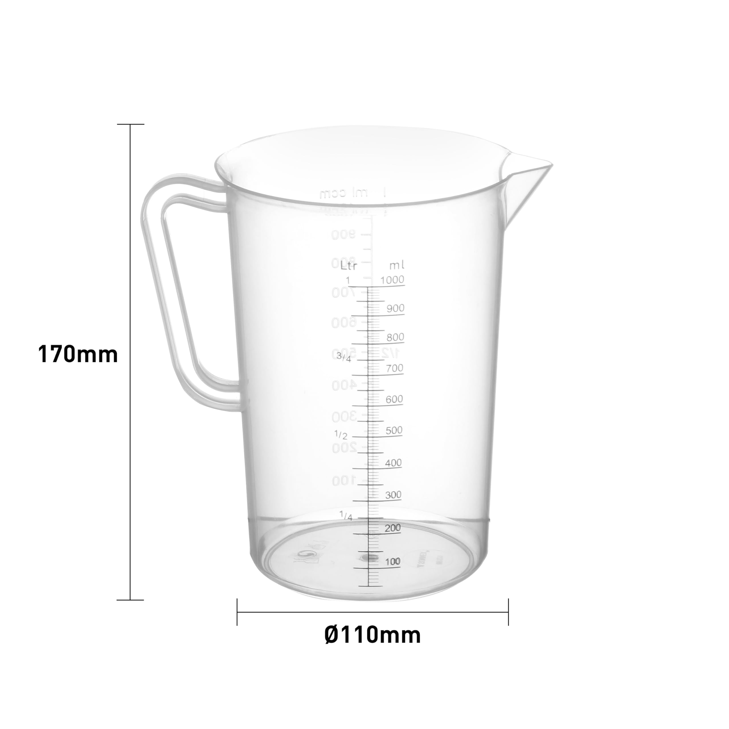 HENDI Polypropylene Measuring Jug - 1 L Capacity | Heat Resistant to 110°C | Transparent 2