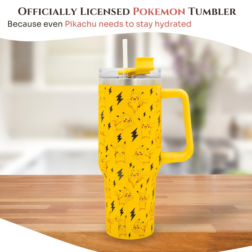 HOX Pokémon Pikachu Insulated Stainless Steel Tumbler 1200ml with Handle & Straw 4