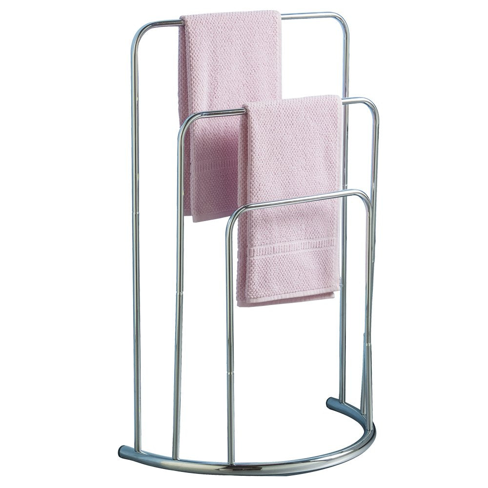 Bath Vida 3-Tier Free Standing Towel Rack - Curved Rails, Chrome Stainless Steel 1