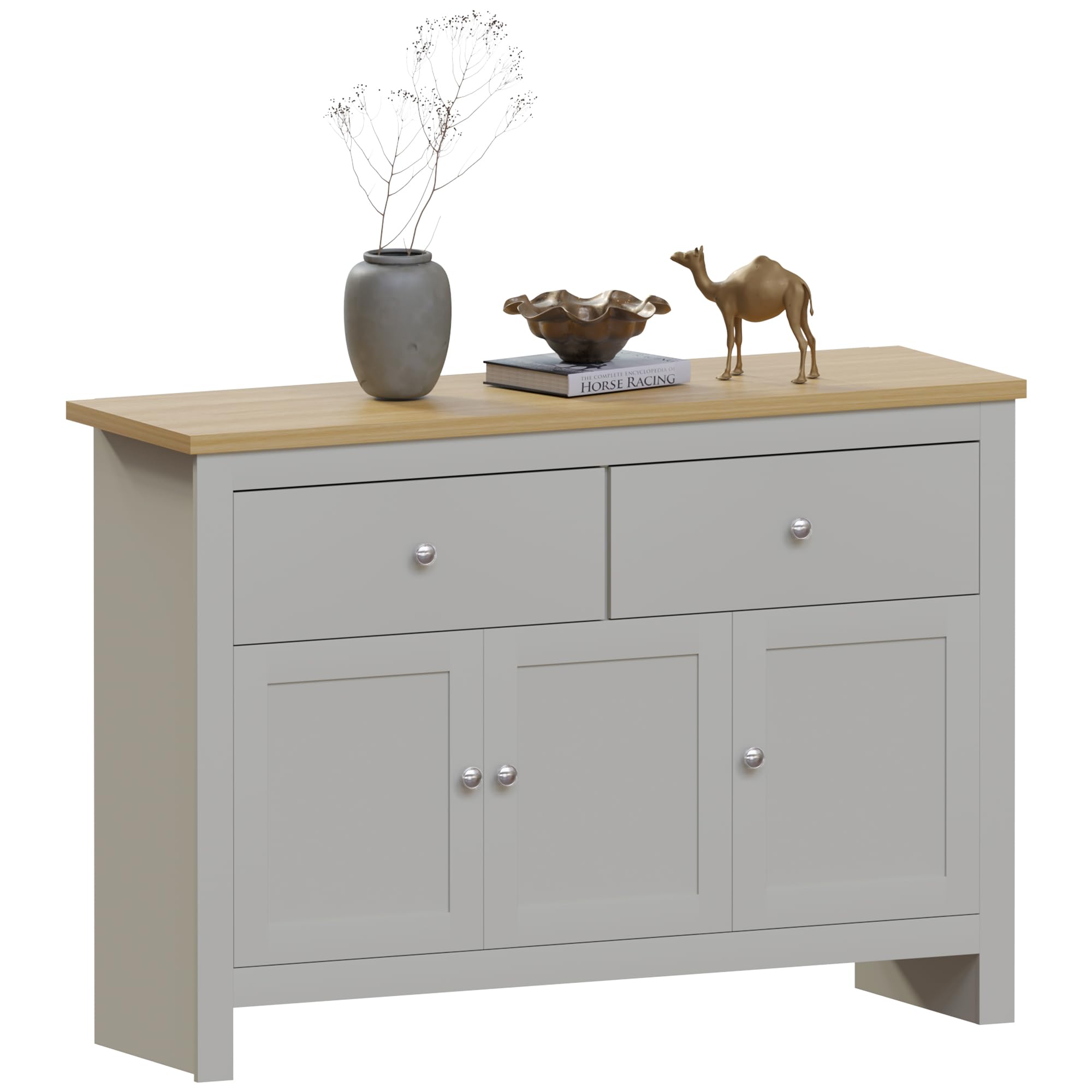 Vida Designs Arlington Sideboard Buffet Cupboard Cabinet | Grey & Oak | H 82 x W 117 x D 35 Cm