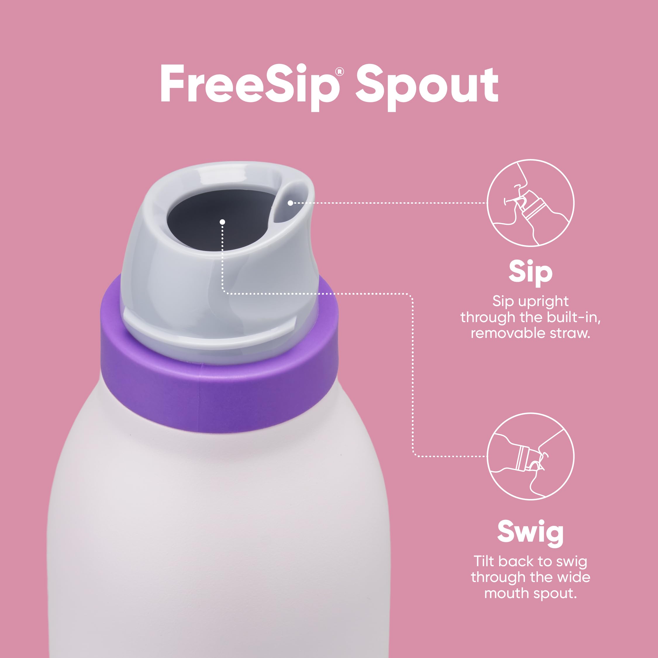 Owala FreeSip Twist Insulated Stainless Steel Water Bottle 710ml Dreamy Field | Straw & Swig Spout