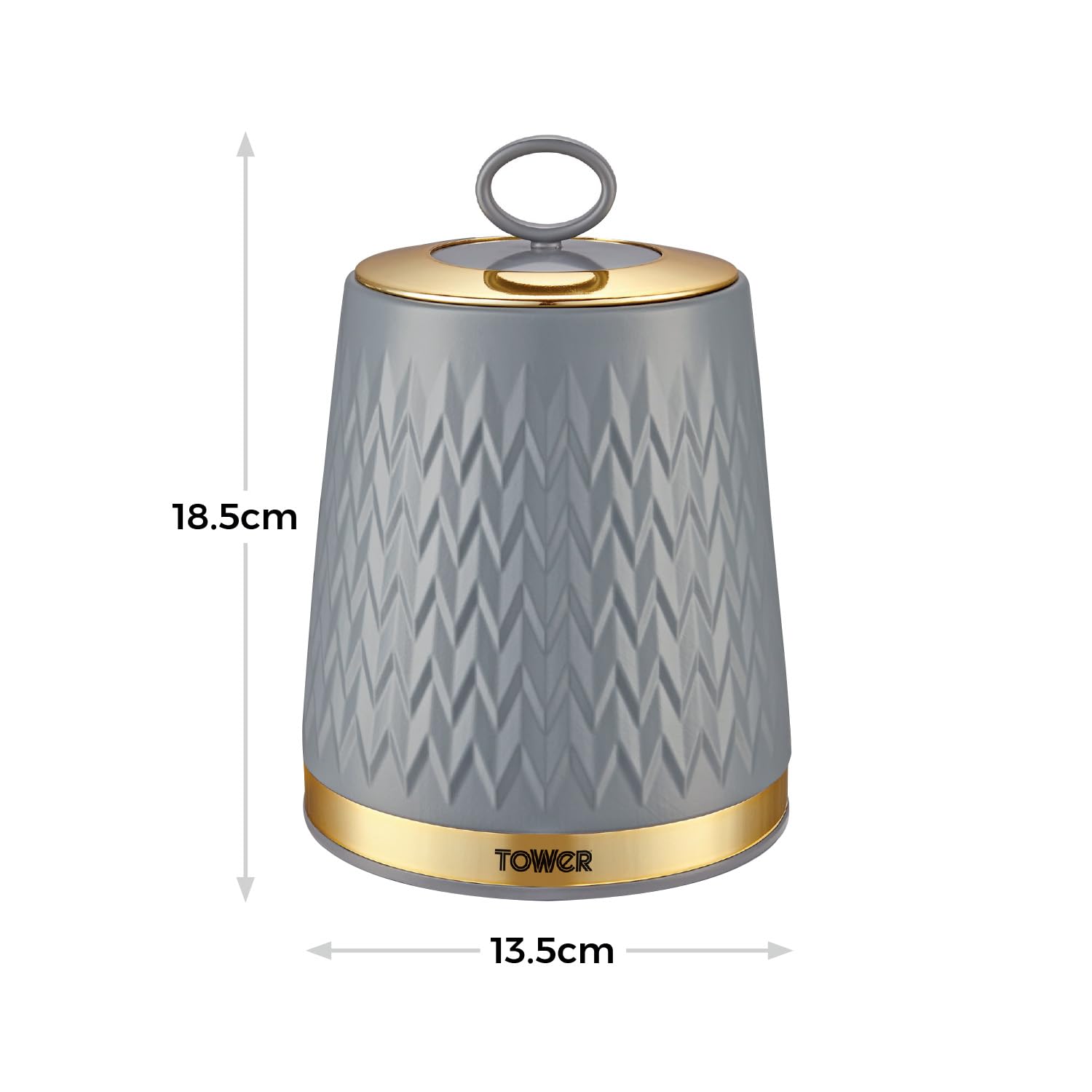 Tower Empire Set of 3 Storage Canisters for Tea Coffee Sugar | 1.3L Capacity | Grey and Brass 7