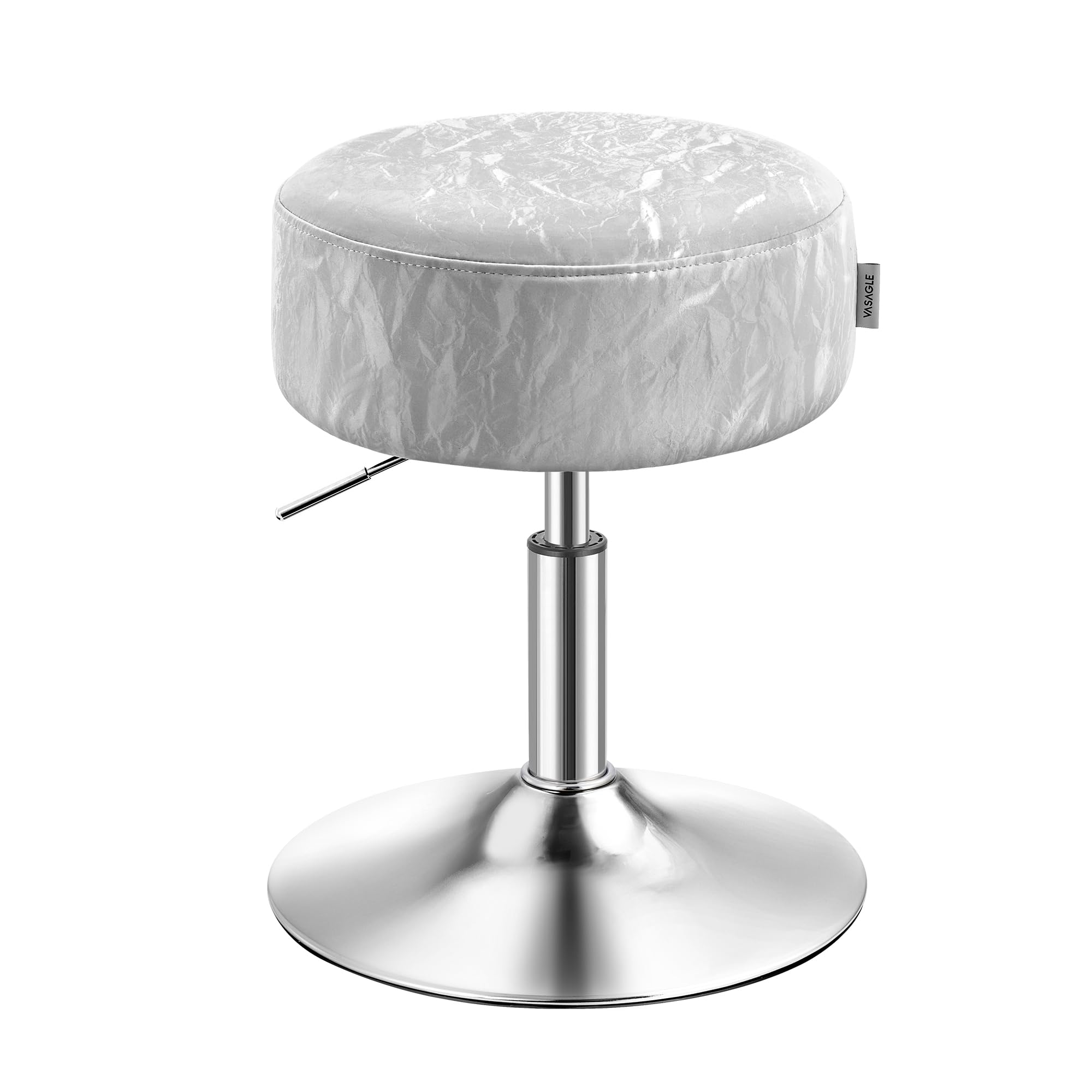 VASAGLE Height Adjustable Makeup Vanity Stool - Dove Grey PU Leather | 360° Swivel | 45.5-57.5 cm Height