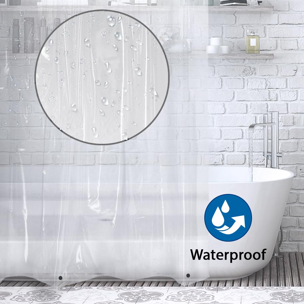 ANSIO ARVO Clear Shower Curtain Liner - PEVA Waterproof, Mould Resistant | 180 x 180 cm (71 x 71 Inch) 5