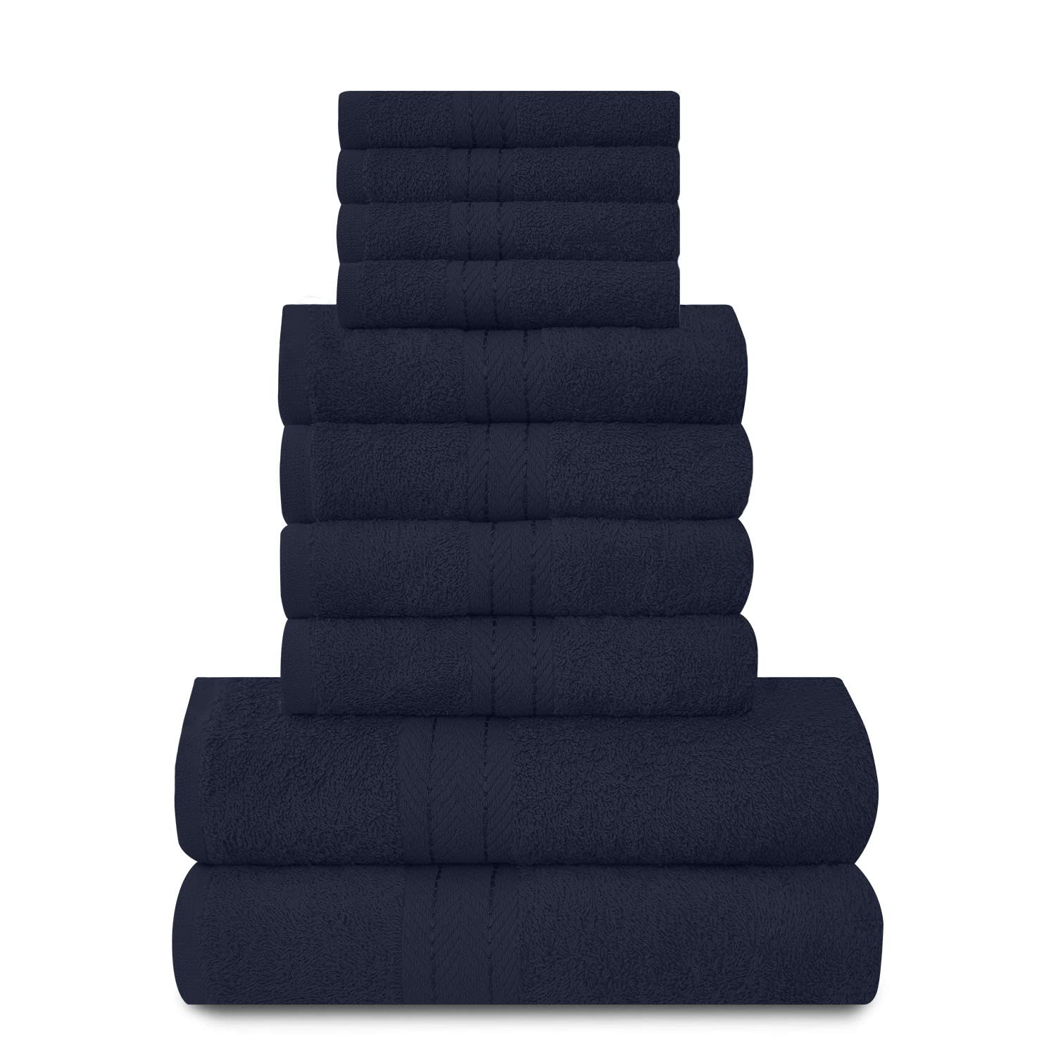GC GAVENO CAVAILIA 10 Piece Towel Set - 100% Egyptian Cotton, Navy-blue, Super Absorbent 1