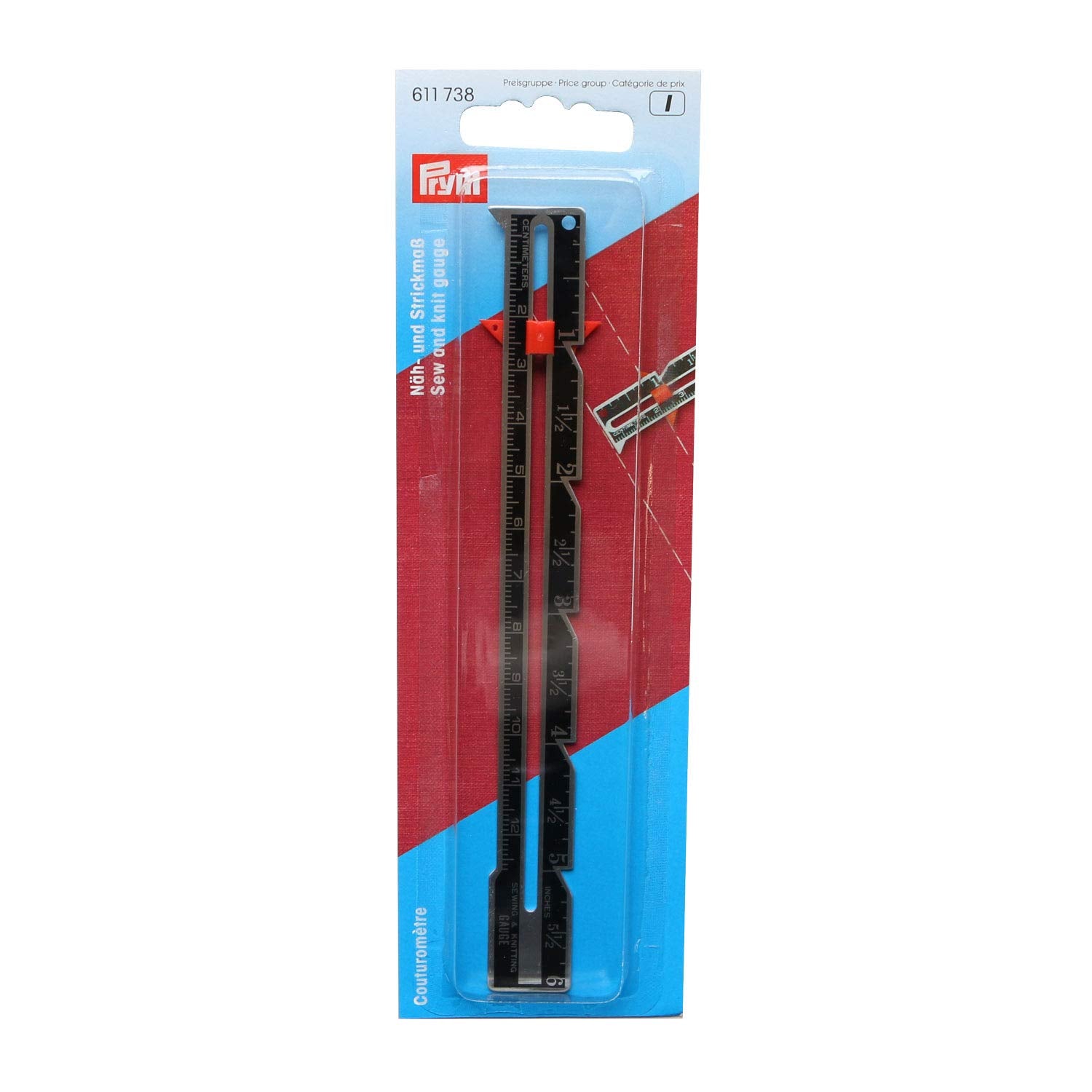 Prym Sew and Knit Gauge - Dual Scale cm/inch Ruler with Spacers | 12.5cm/6in 1