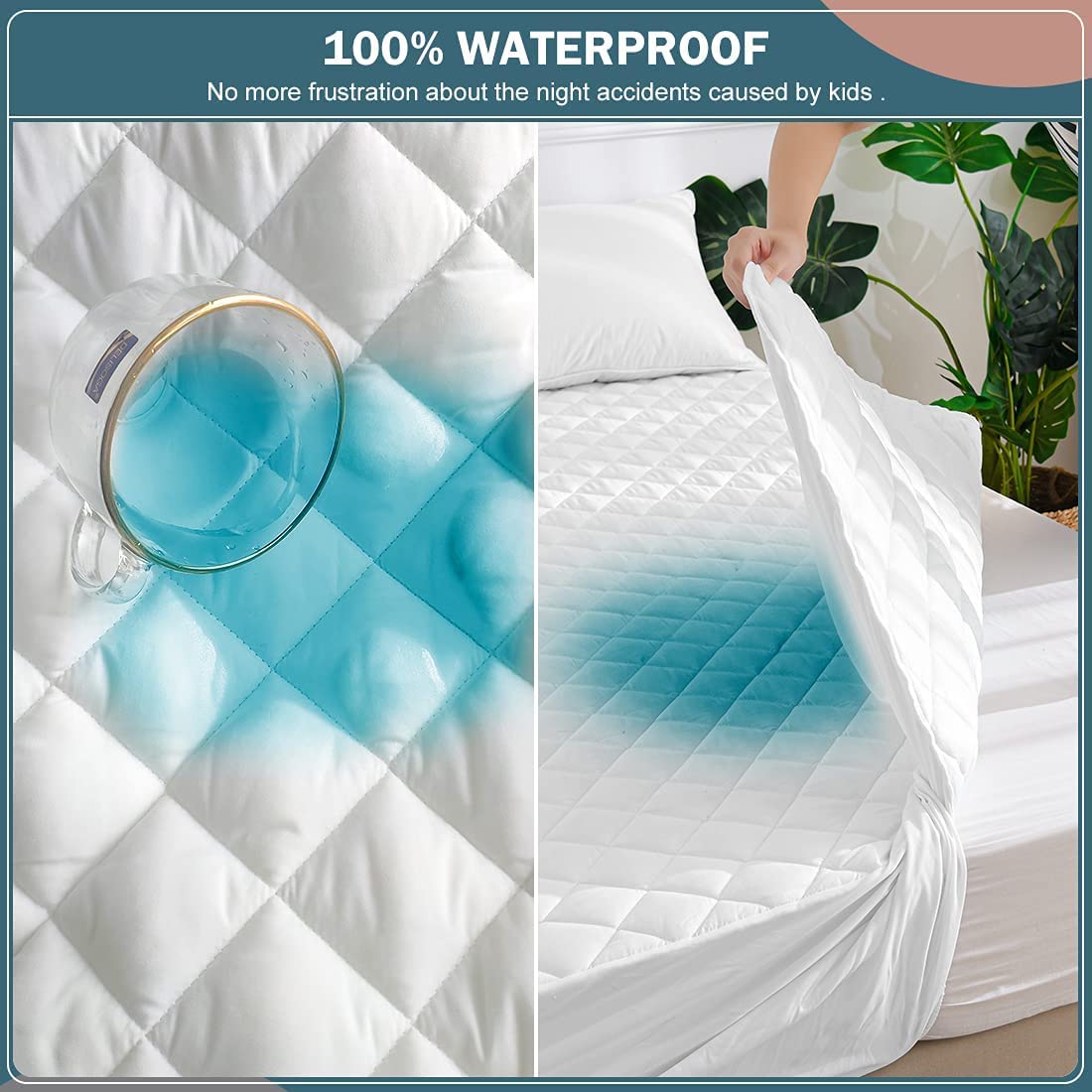 DUDU N GIRLIE Quilted Waterproof Cot Mattress Protector - 120x60 cm | Breathable TPU Backing 2