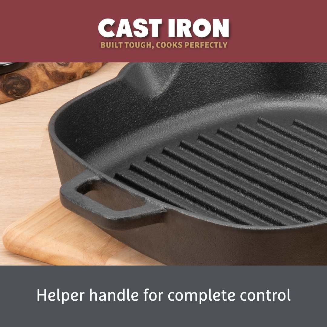Prestige Cast Iron Griddle Pan - 25cm, Pre-Seasoned, Induction & Oven Safe | Black 7