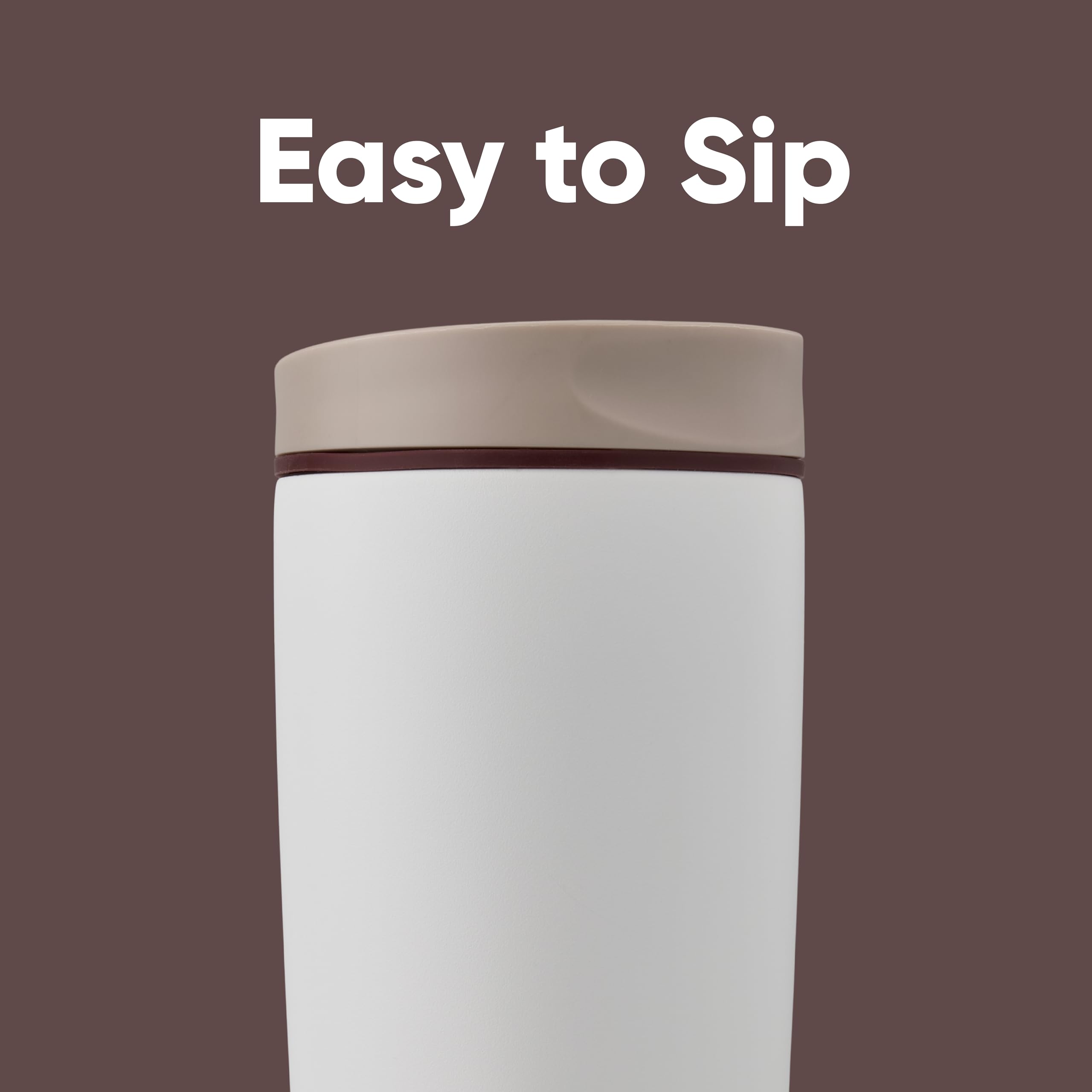 Owala SmoothSip Slider Insulated Stainless Steel Coffee Tumbler - 590ml, Tan/White (Vanilla Bean)