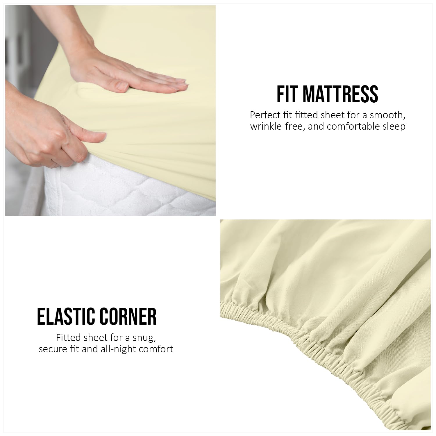 Super Dreamer Microfiber Fitted Sheet - Double | 100% Polyester | Cream 5