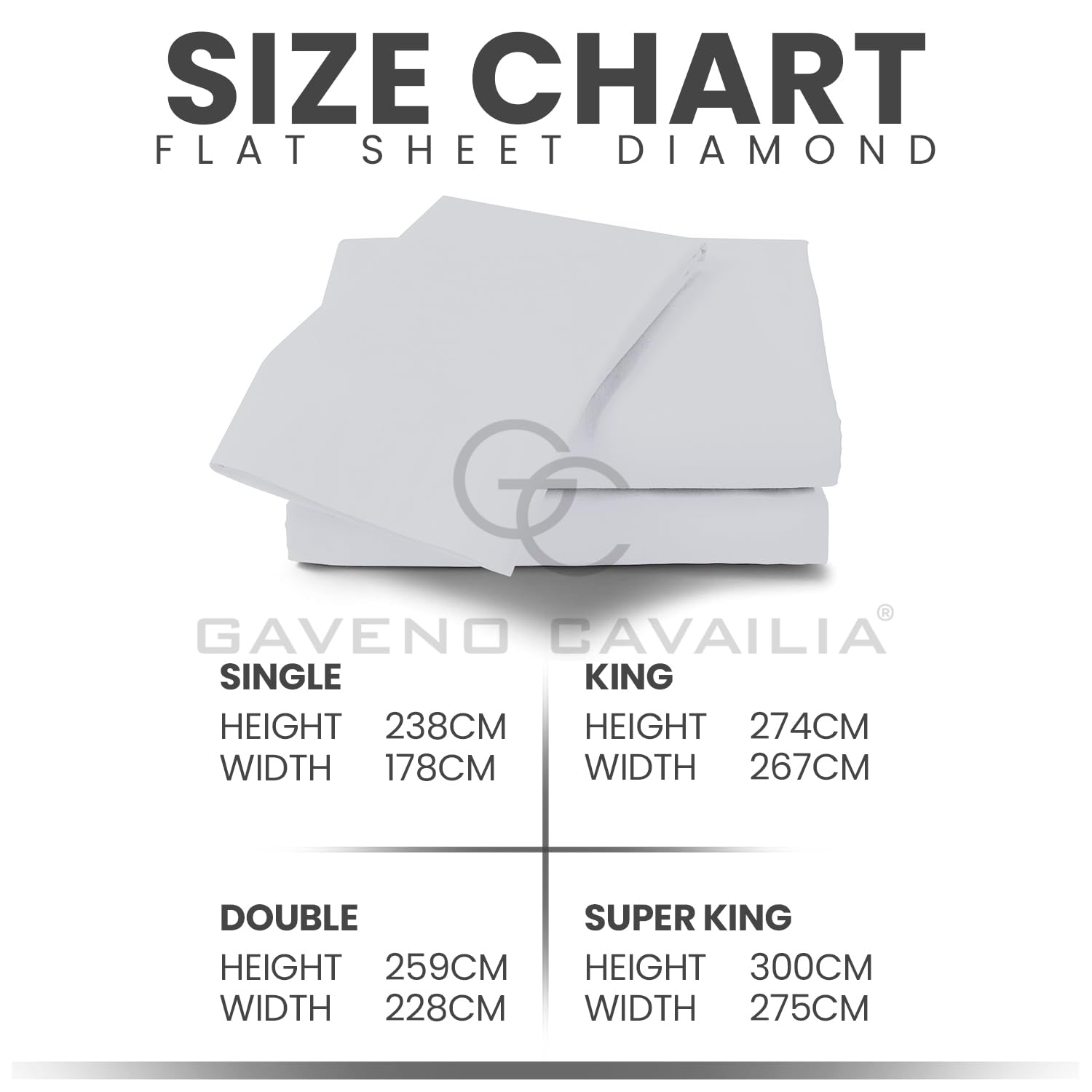 GC GAVENO CAVAILIA Diamond Flat Sheet - Super Soft Poly-Cotton | King Size | White 6