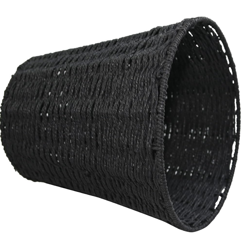 Armo Home Round Woven Waste Paper Bin Basket | Rattan Wood | 25x25x18 CM | Black 4