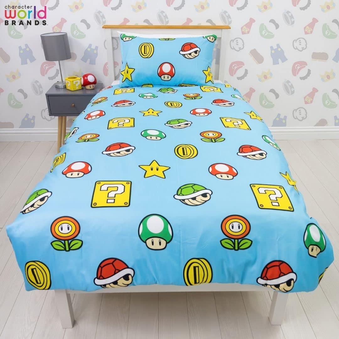 Character World Nintendo Super Mario Single Duvet Cover Set - Continue Design | Blue 5