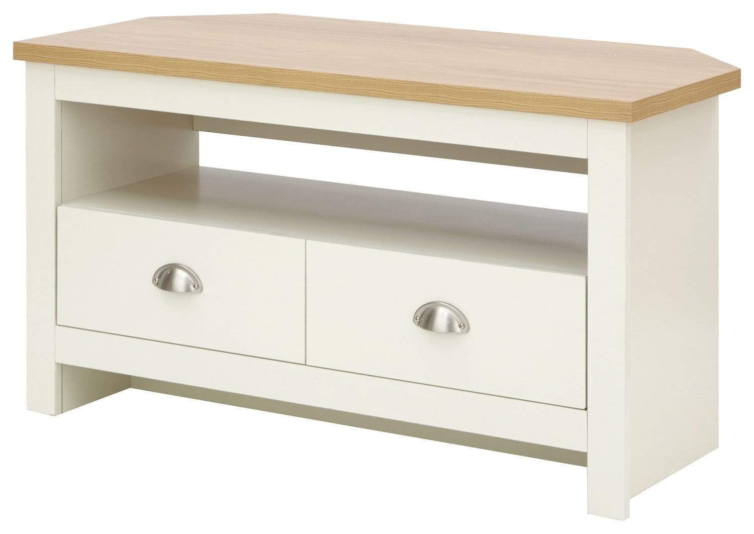GFW Lancaster Wood Corner TV Cabinet with Shelf & Drawers | Cream Finish | H 51cm x W 95cm 6