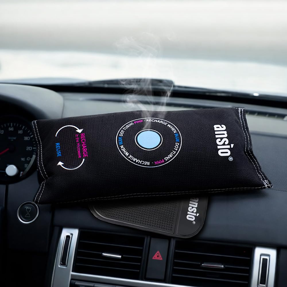 ANSIO Reusable Car Dehumidifier Bag - 900g Moisture Absorber | Pack of 2 | Microwave Rechargeable 8
