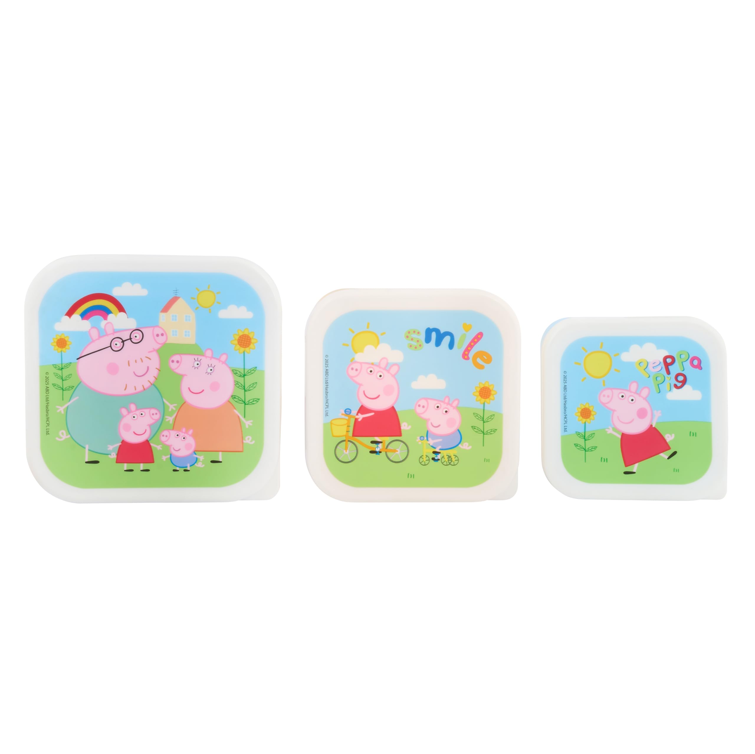 Peppa Pig Hooray Stackable Lunch Boxes - Set of 3, Pink Polypropylene, Airtight 2