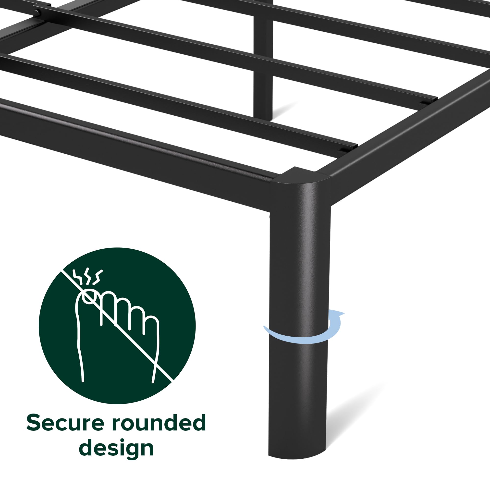 Zinus Van Double Bed Frame - Metal Base with Steel Slat Support | 135 x 190 cm | Black 4