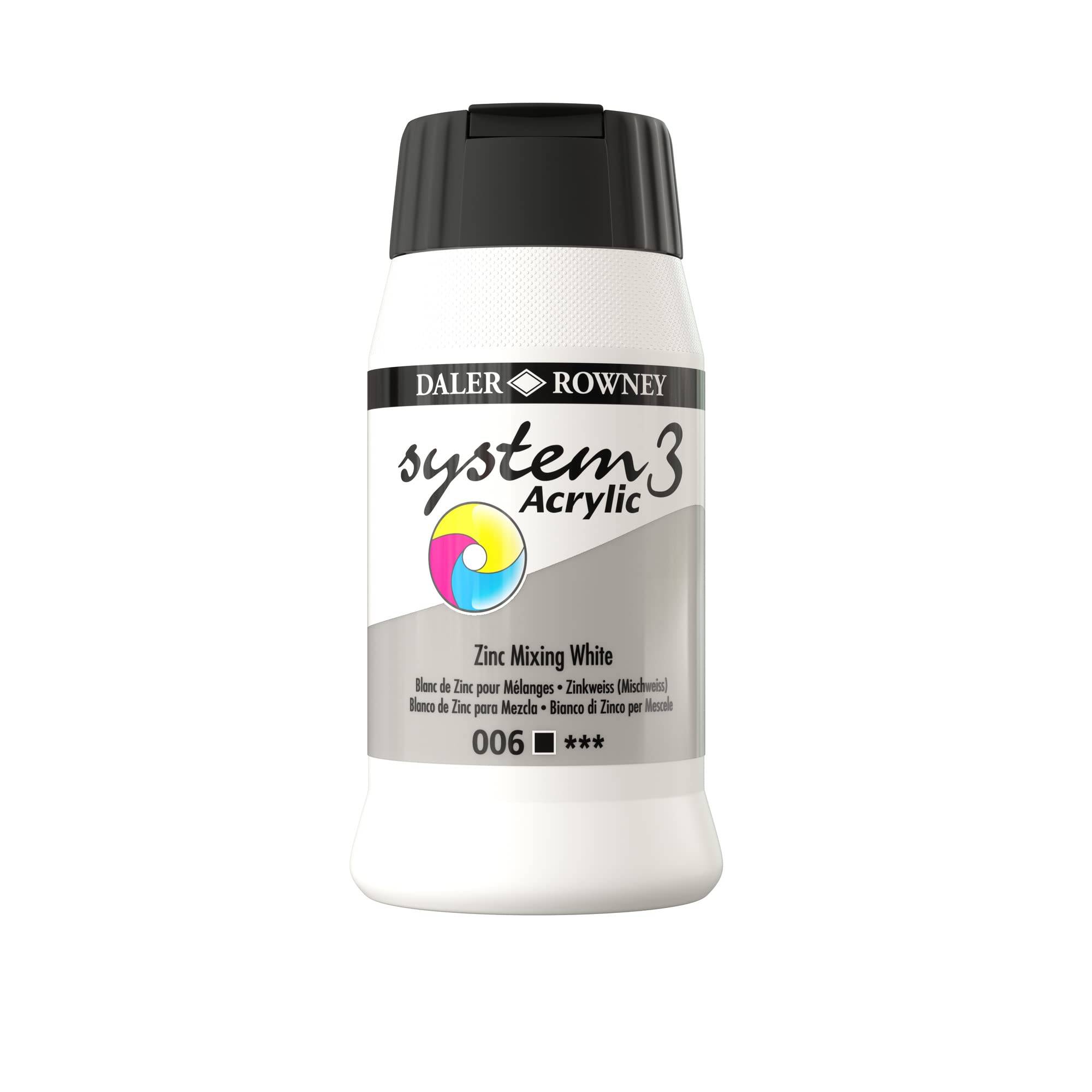 Daler Rowney System3 Acrylic Paint - Zinc Mix | 500 ml Plastic Pot | High Pigmentation 1