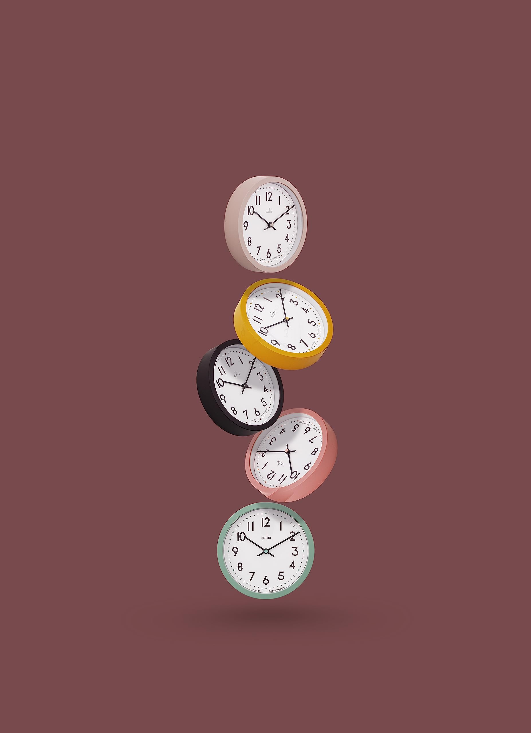 Acctim Elstow 22843 Wall Clock - 20cm Diameter | Retro Style | Soot Black Plastic 4