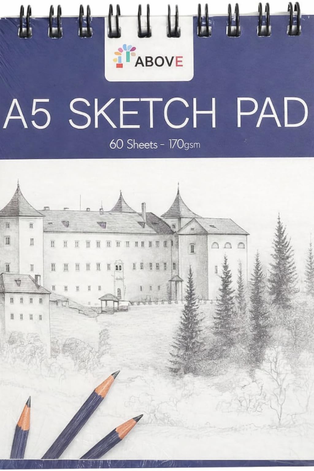 1ABOVE Artists Sketch Pad - 60 Sheets Spiral Bound A5 Drawing Paper | 170gsm Acid-Free