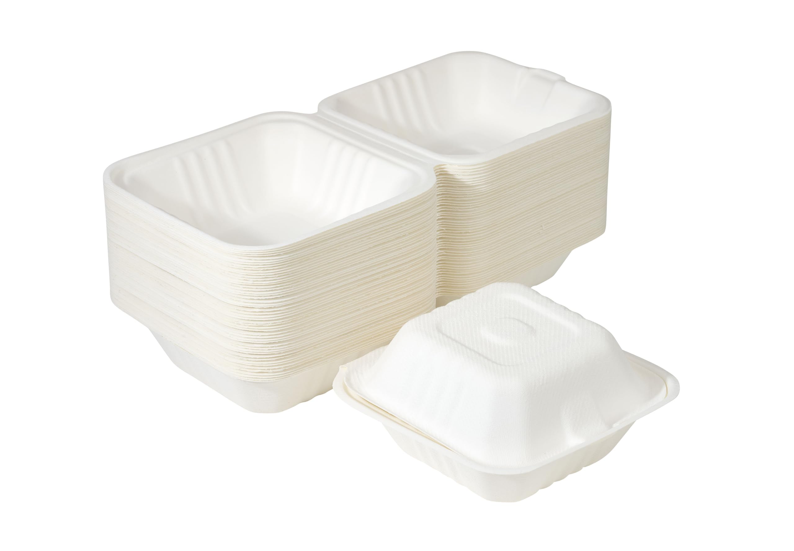 Caterpack Enviro Range Burger Boxes - Biodegradable, Microwave/Freezer Safe | 50 Pack, 6x6"