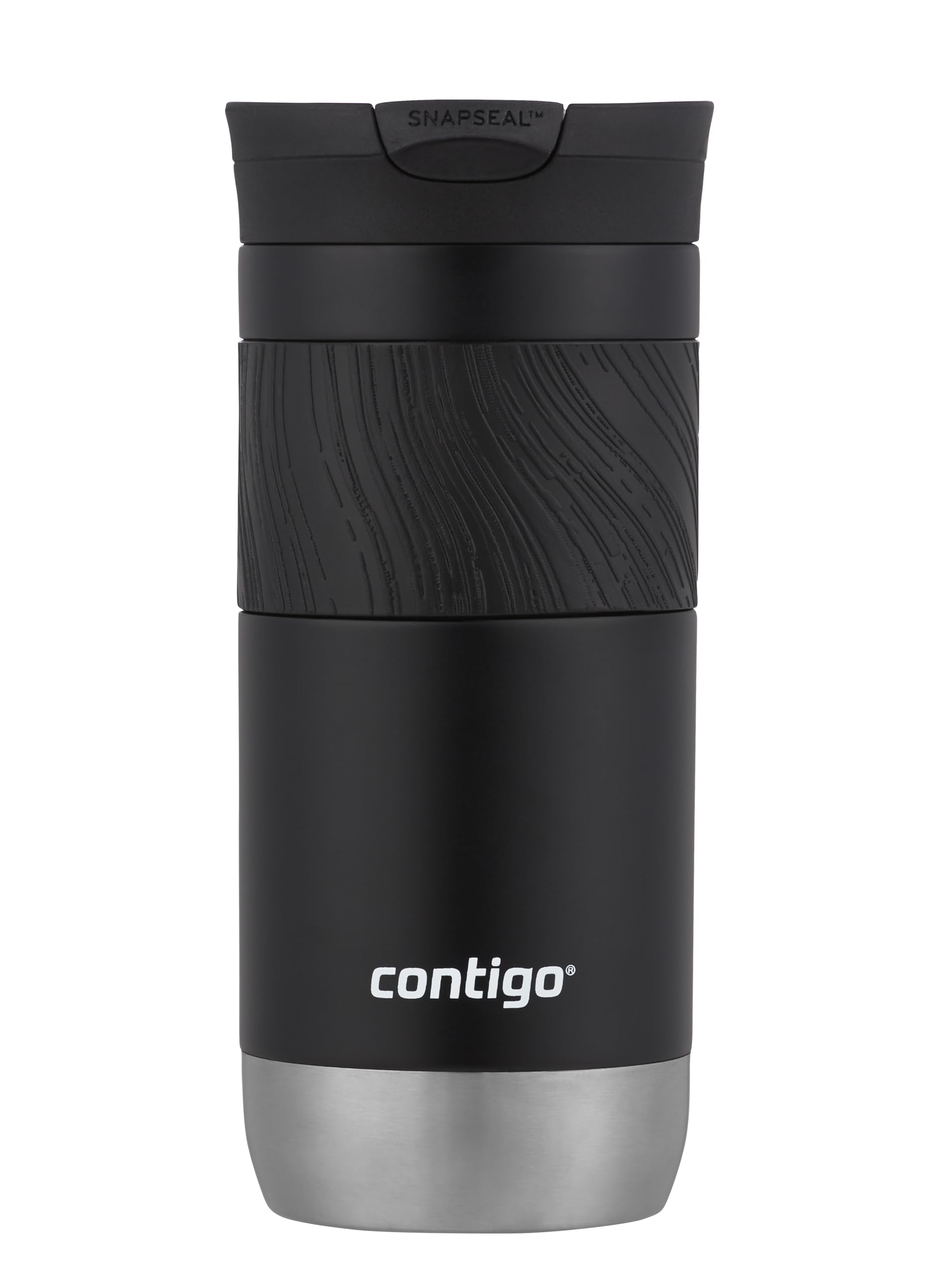 Contigo Byron Snapseal Travel Mug - 470 ml Stainless Steel Thermal Cup | Keeps Hot 7 Hrs | Licorice