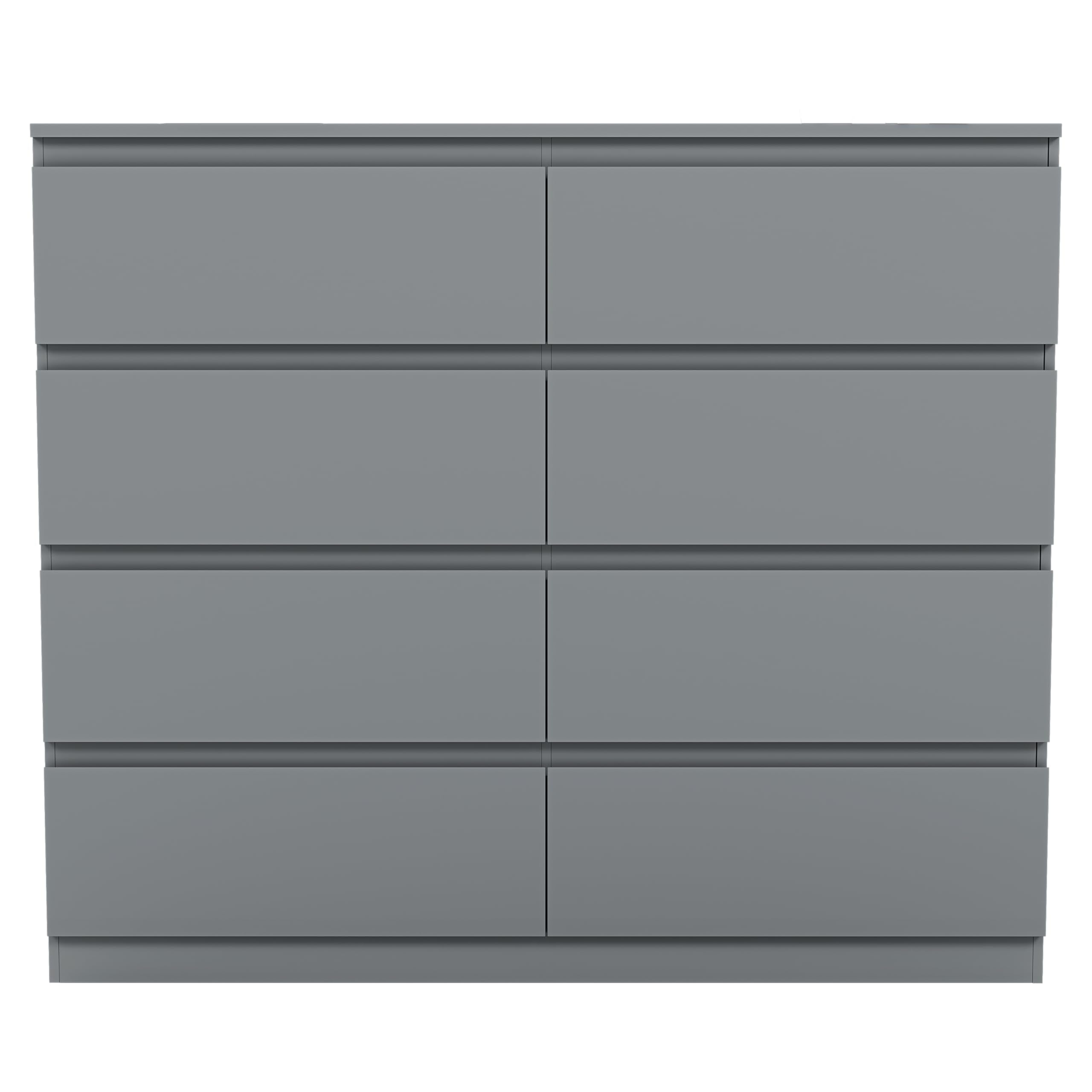 Vida Designs Denver 8 Drawer Chest of Drawers - Grey | 120W x 95.5H cm | Engineered Wood 8