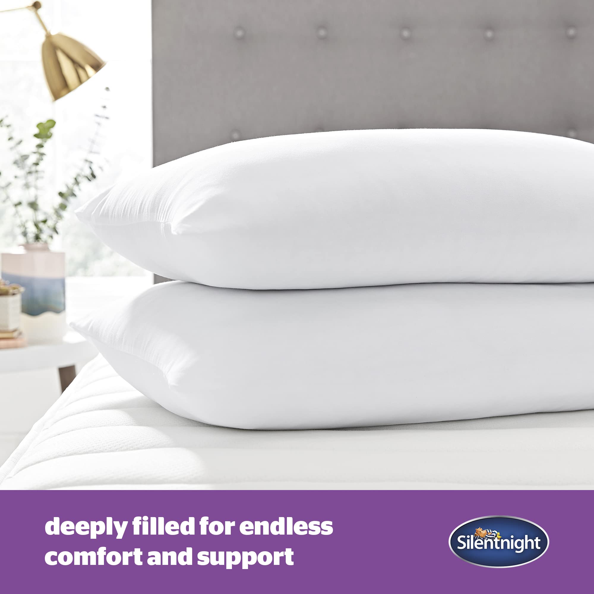 Silentnight Deep Sleep Firm Pillows - Firm Support for Side Sleepers | Pack of 2 | Microfibre 2