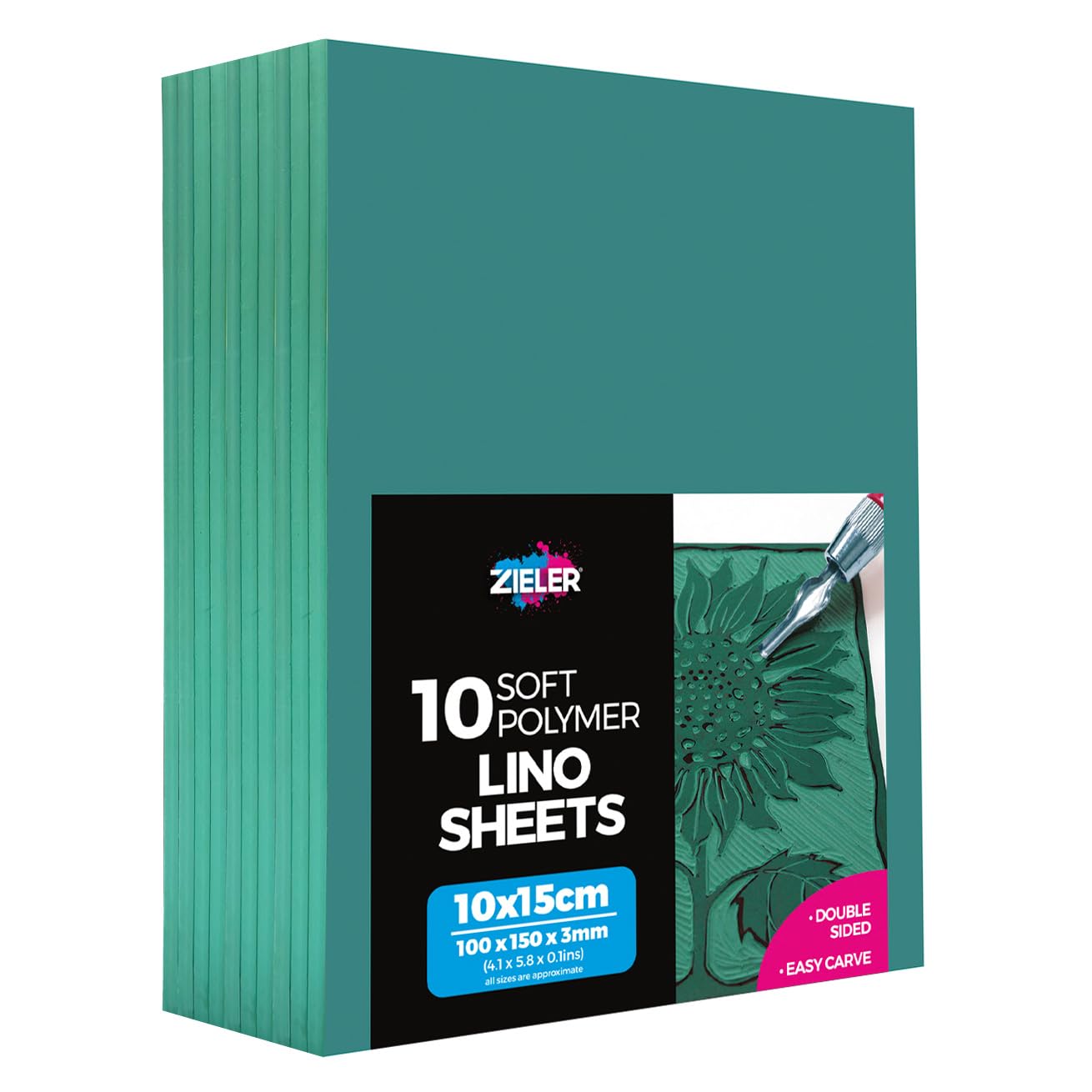 Zieler Lino Printing Block Sheets - Double-Sided Soft Polymer for Easy Carving | A6 Size (10 Pack) 1
