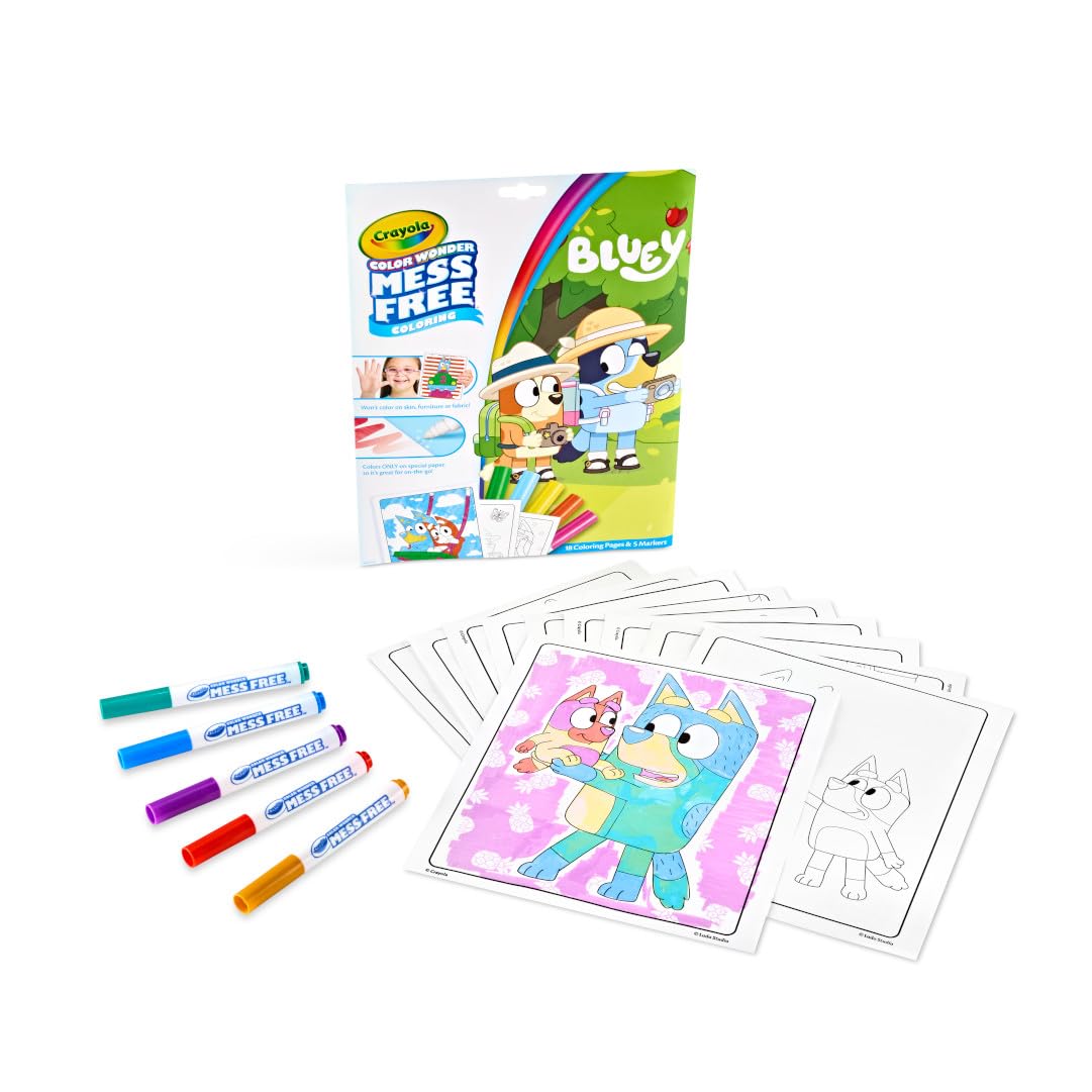 CRAYOLA Color Wonder Bluey Mess-Free Colouring Book | 18 Pages, 5 Markers | Ages 3+ 2