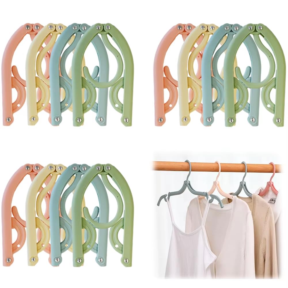 Armo Home Pack of 12 Foldable Travel Hangers - Plastic, Black, Space Saving