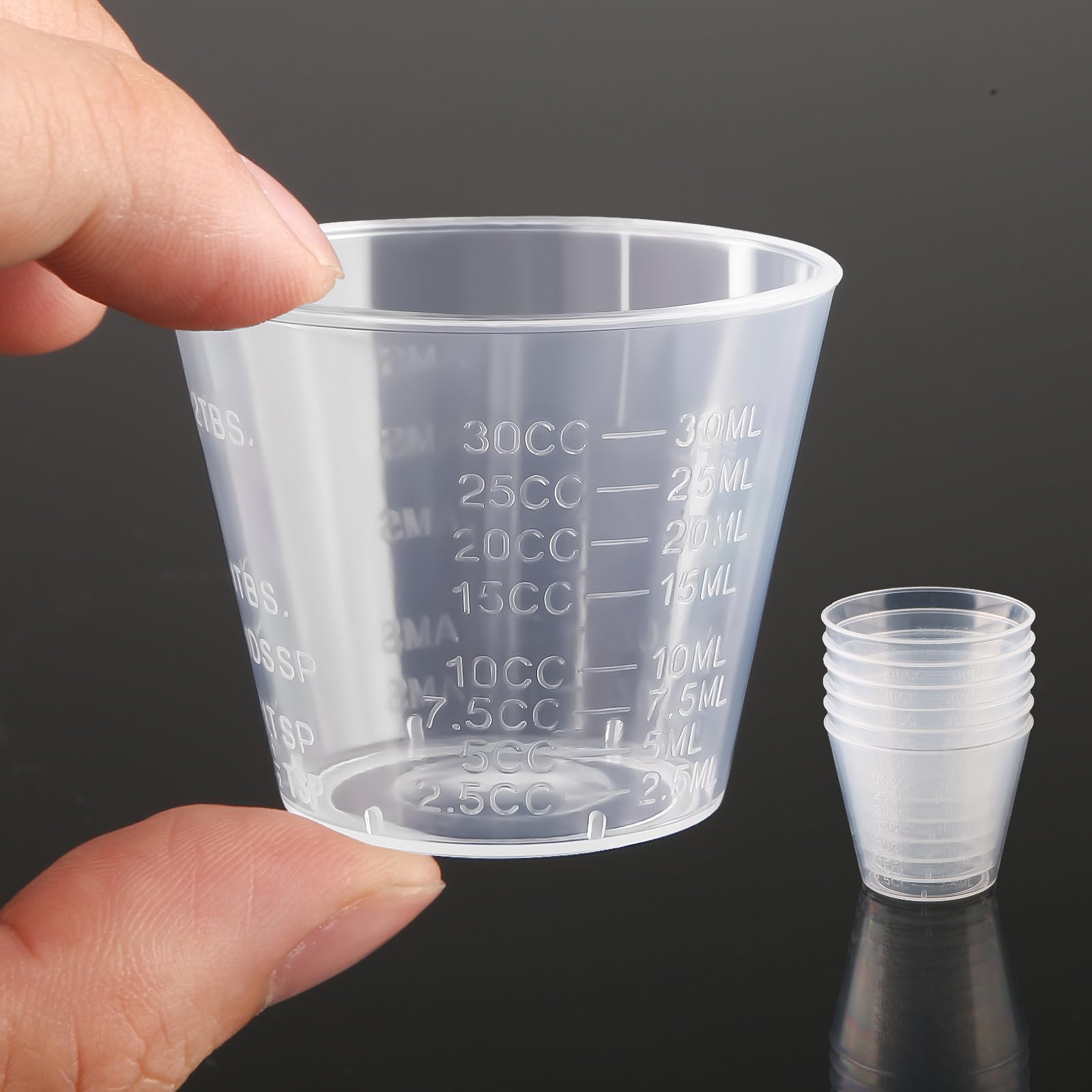 Admygo 10 PCS 30ml/1oz Clear Plastic Measuring Cups - Reusable Graduated Dosing Tool for Kitchen & Lab