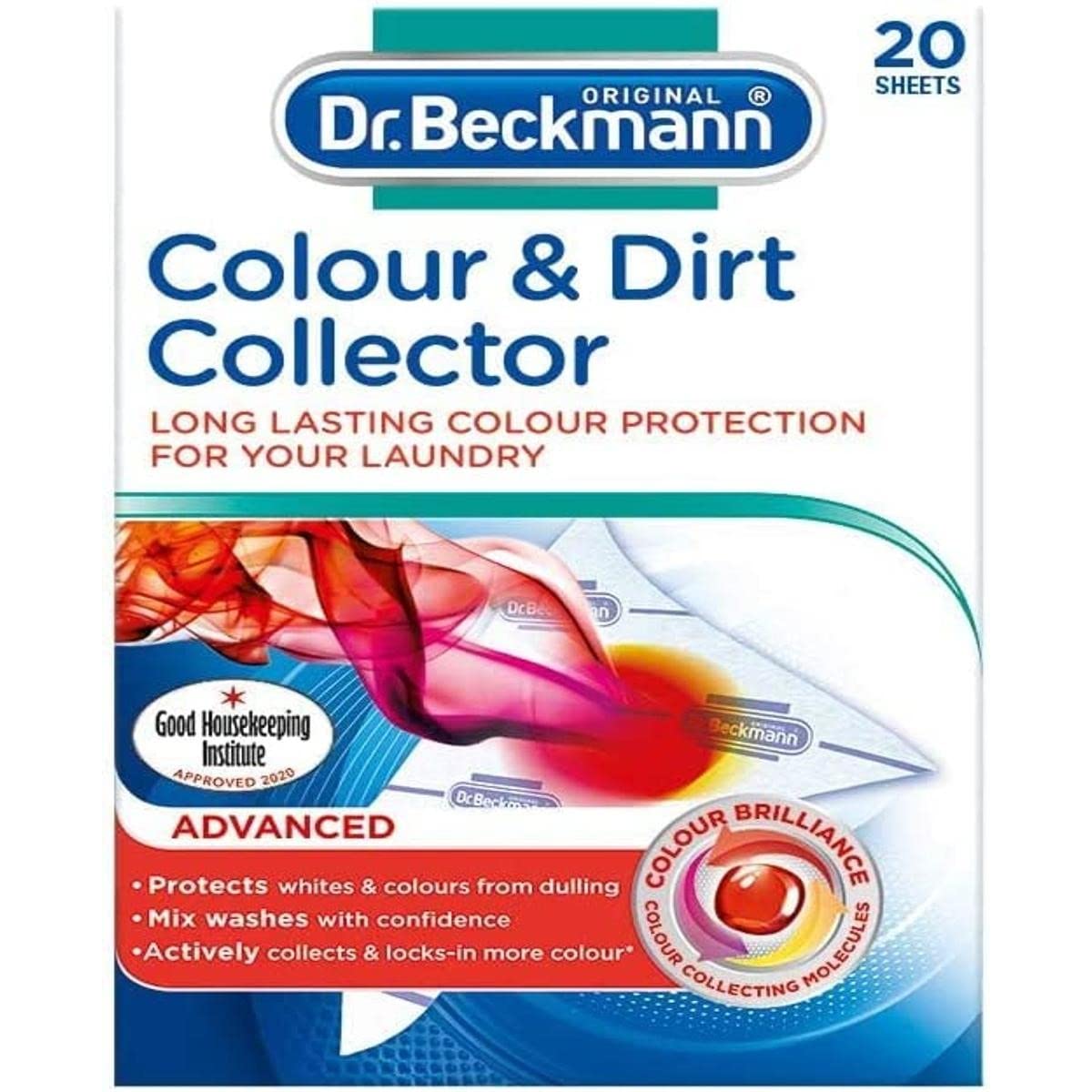 Dr. Beckmann Colour & Dirt Collector Sheets - 20 Count | Colour Run Protection & Fibre Care 1
