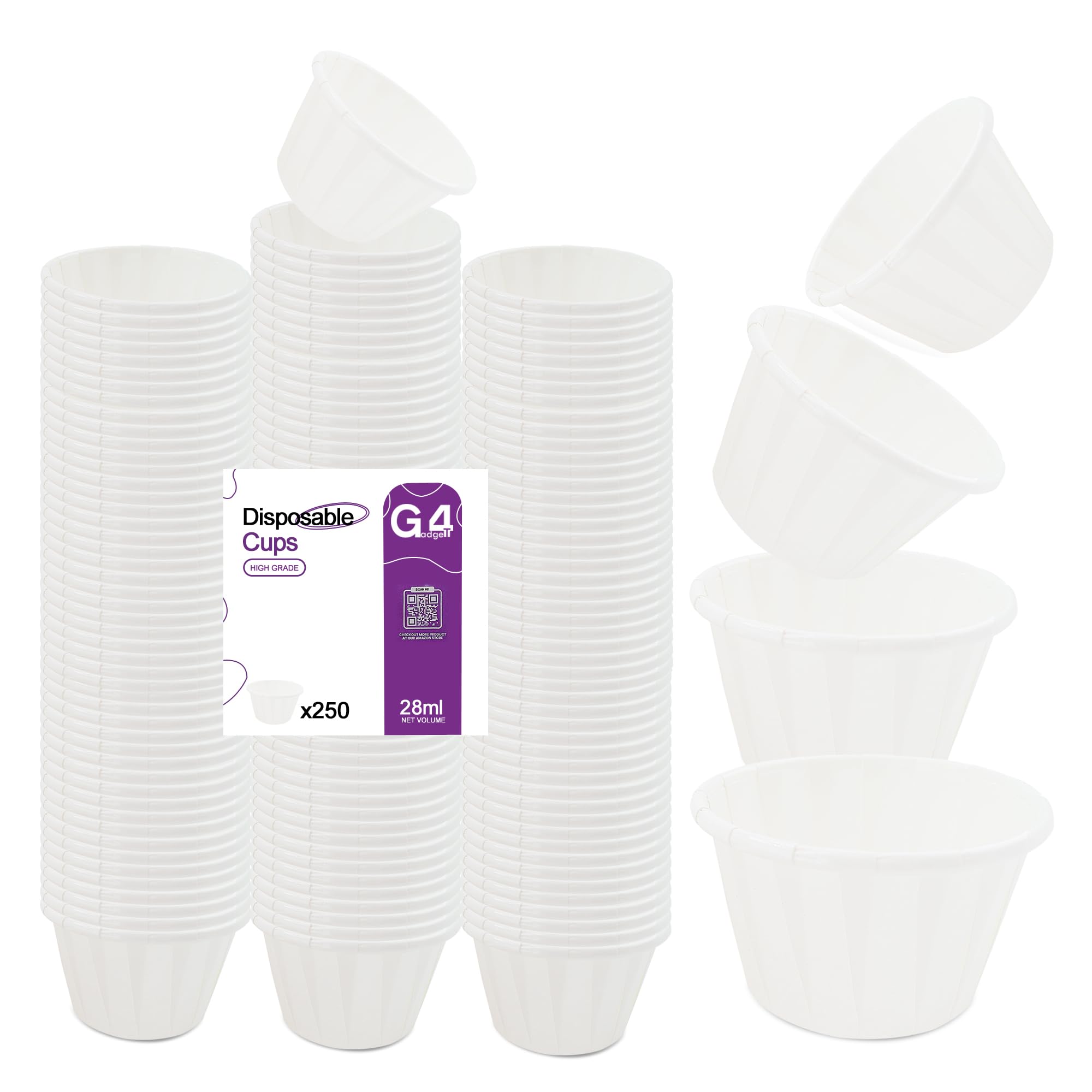 G4GADGET 250x Wax Paper Medicine Pots - 28ml Fluid Resistant Disposable Cups 1